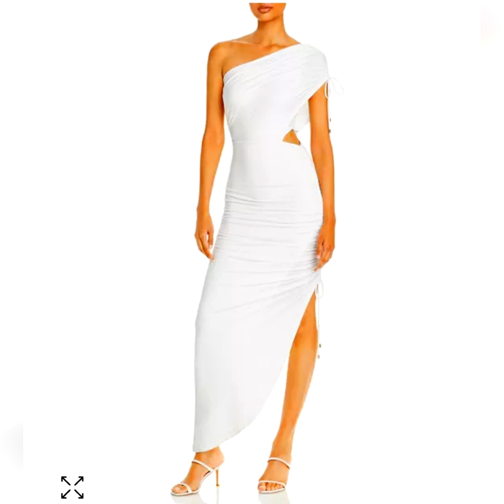 Significant Other, Cindy One Shoulder Shirred Bodycon Gown Ivory Size 6 …